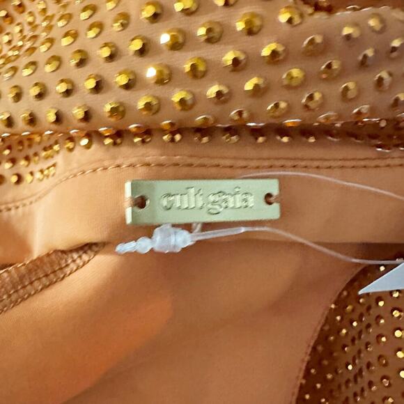 CULT GAIA Dari Metallic Cutout Column Gown Size Medium Cinder - Picture 8 of 12